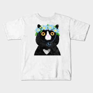 Flower Crown Kitty Kids T-Shirt